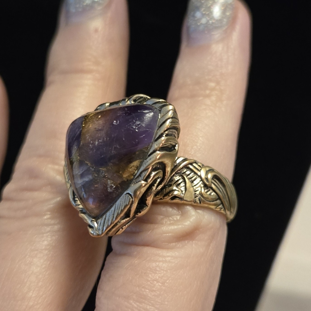 Studio Barse Goldtone Ring with Purple Gemstone